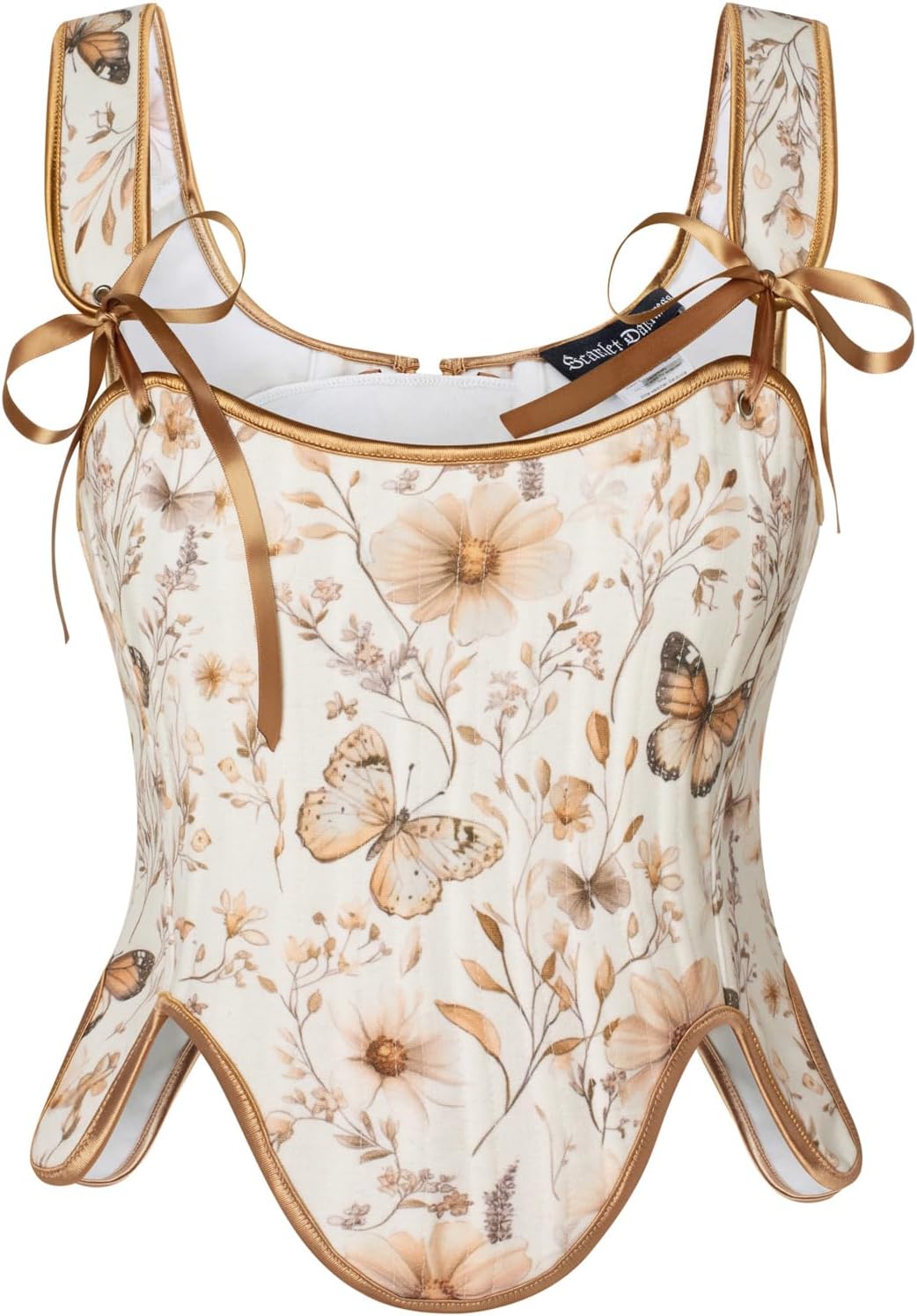 Renaissance Floral Lace Up Corset Bustier Tops for Women