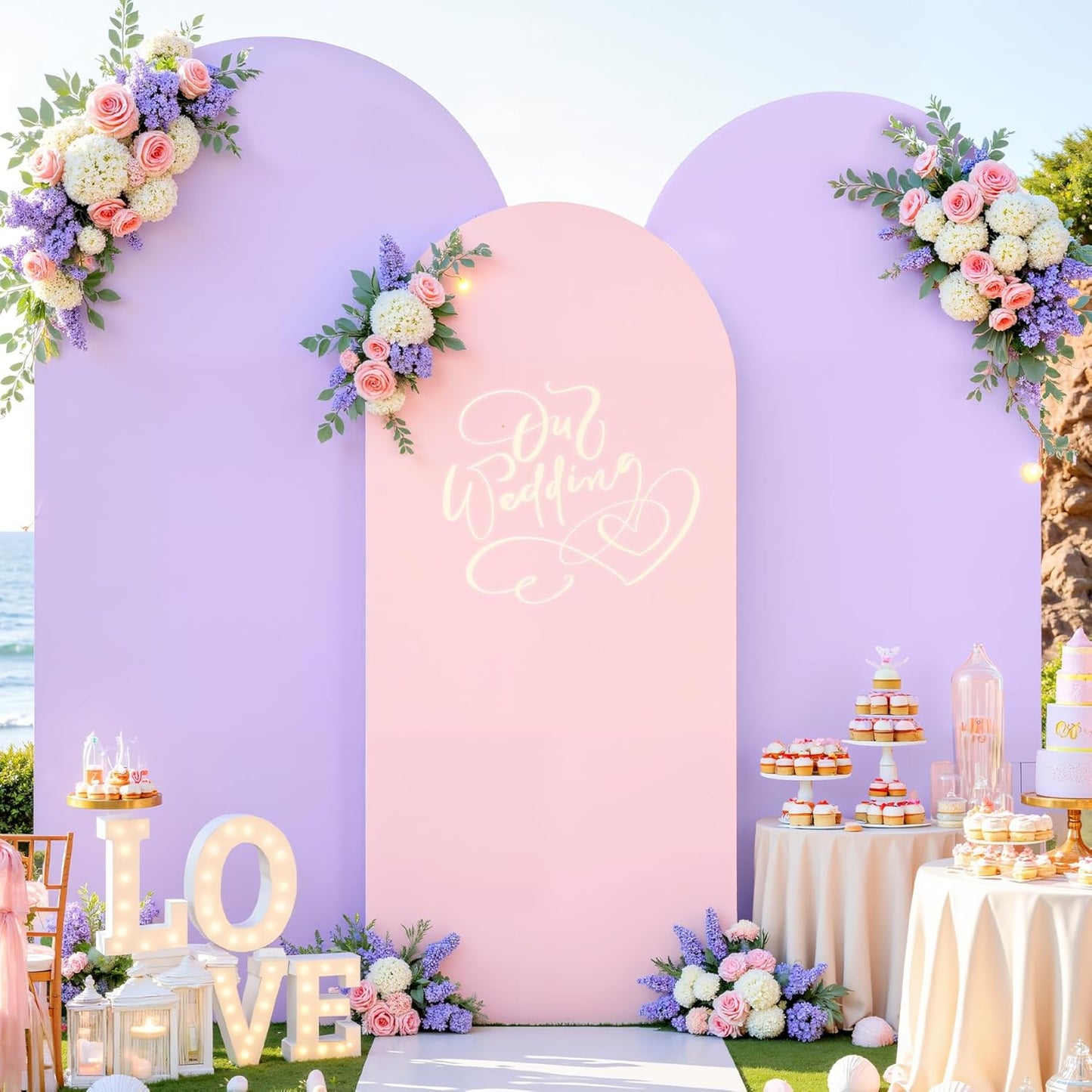 Pink and Purple Arch Backdrop Cover Set for Events and Parties