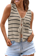 LILLUSORY Womens Crochet Tie Front Tank Top - Cute Y2K Beachwear