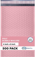 Light Pink Small Bubble Mailers 4x8 in - Thick Padded 500 Pack