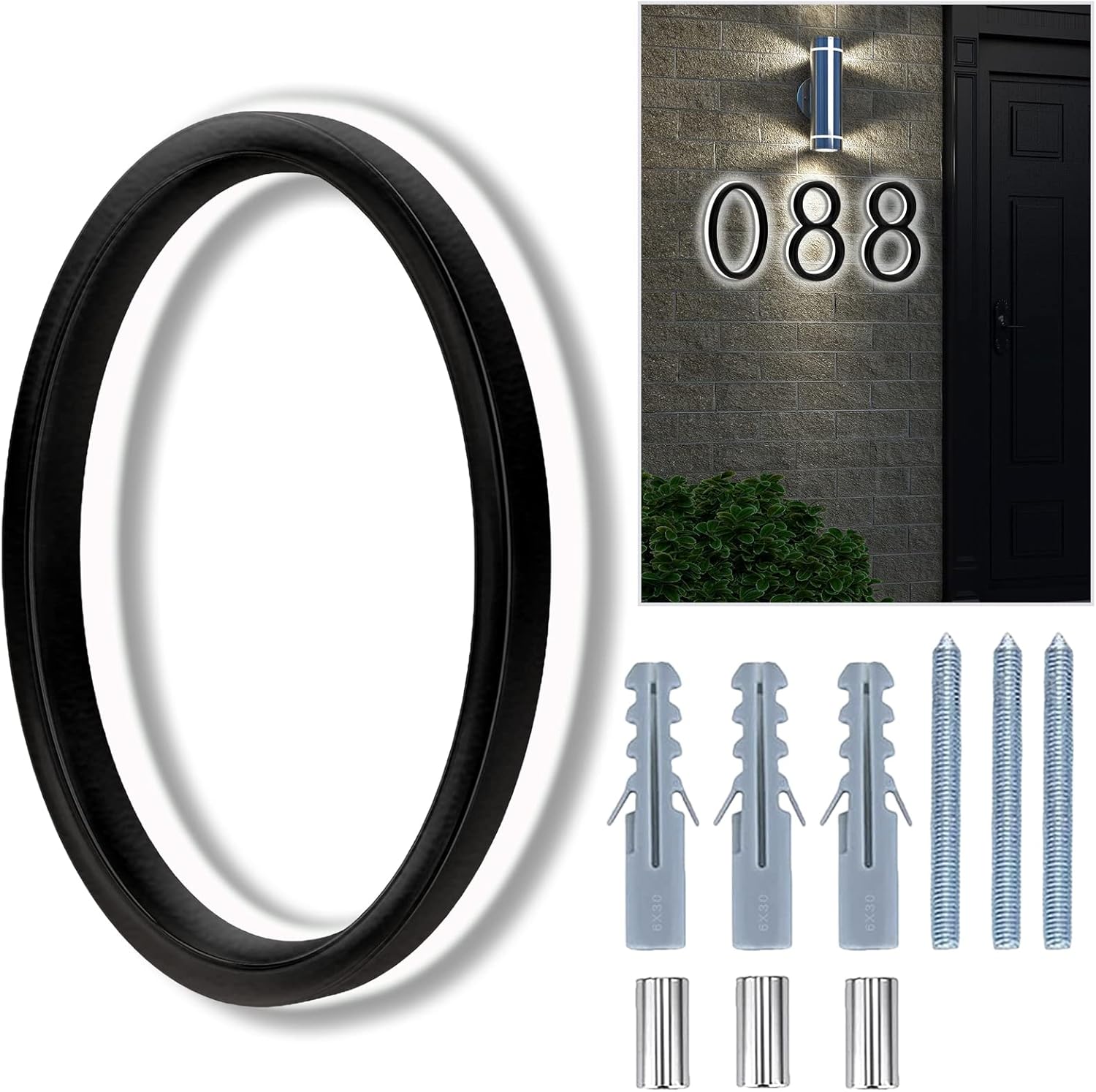 Backlit LED House Numbers for Modern Address Signage, 8 Inch