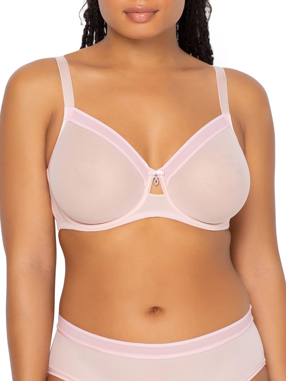 Curvy Couture Women's Sheer Mesh Full-Coverage Underwire Bra