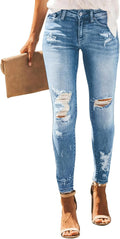 KUNMI Women's Skinny Ripped Trendy Jeans Distressed (Style J45Z)
