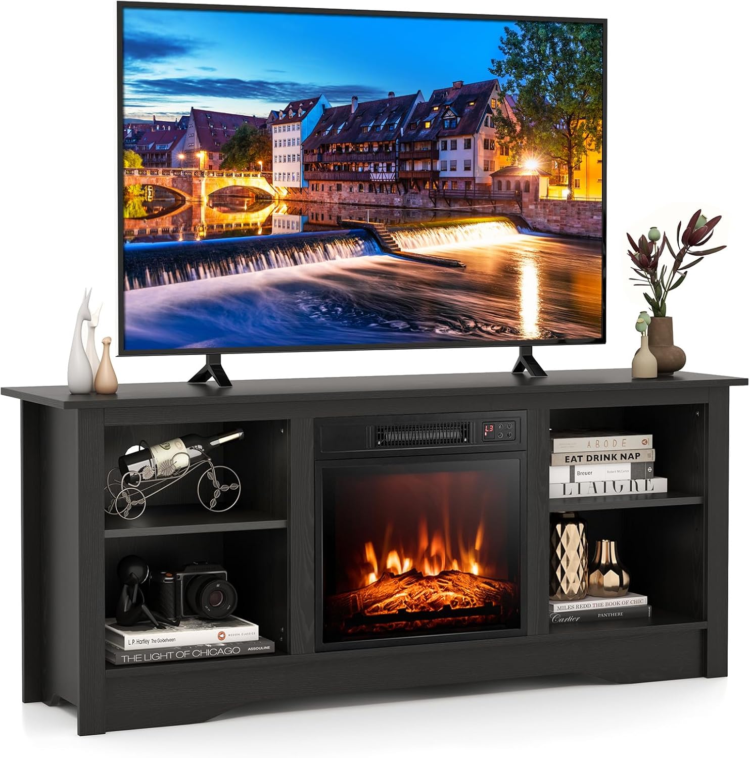 Tangkula 65 Fireplace TV Stand with Remote Control