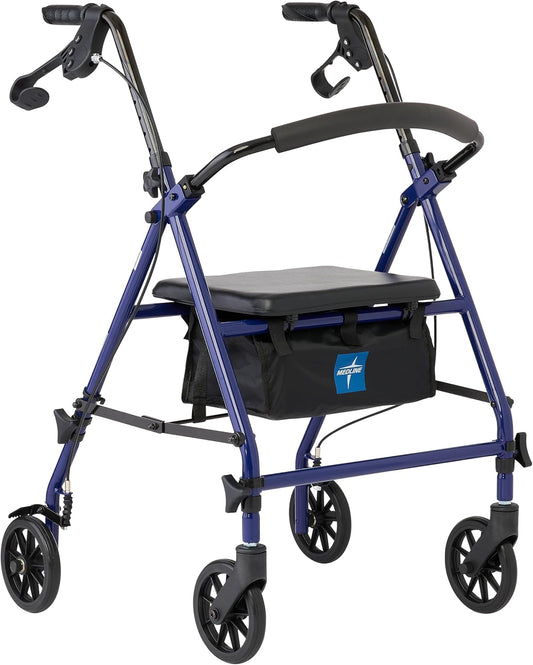 Medline Rollator Walker with Seat and 6-inch Wheels for Comfort