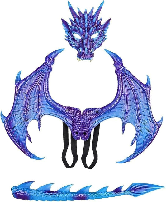 Kids Dinosaur Costume Dress Up Wings Dragon Tail Mask Set