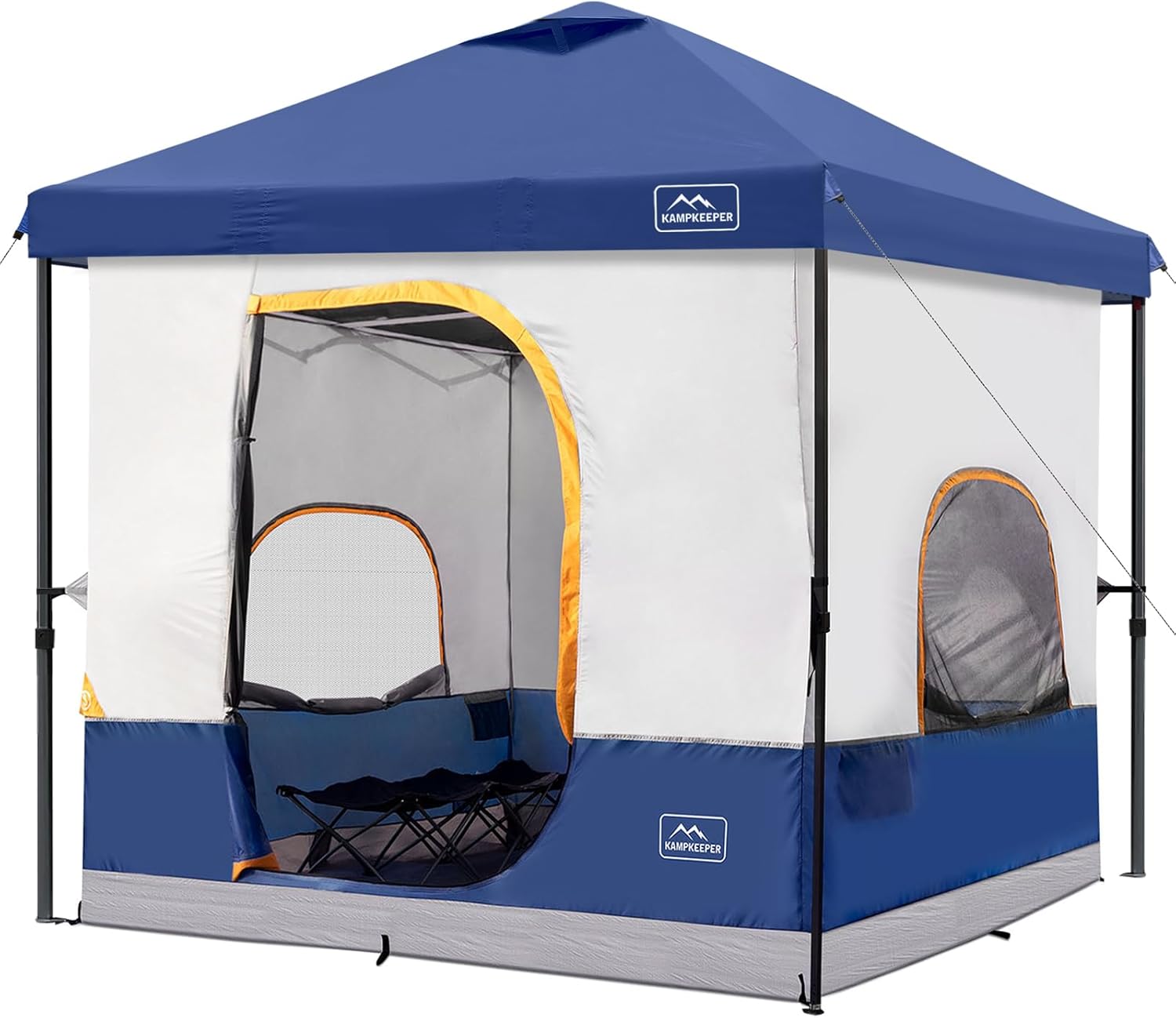 KAMPKEEPER 10x10 Pop Up Canopy Tent: Converts to Camping Tent