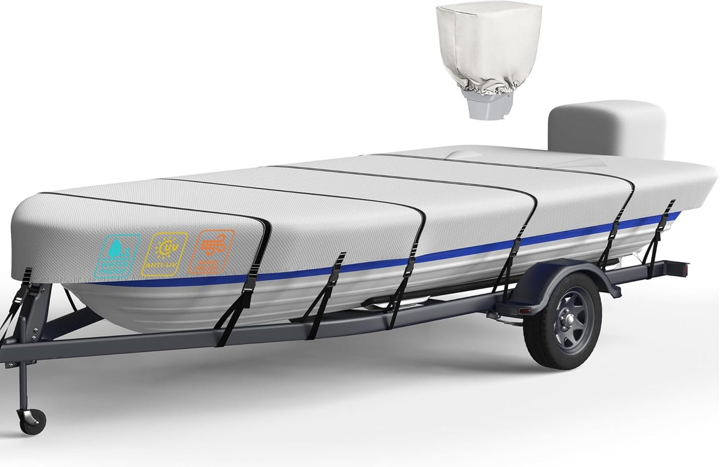 Heavy Duty 5 Layers Jon Boat Cover 14ft to 16ft Waterproof