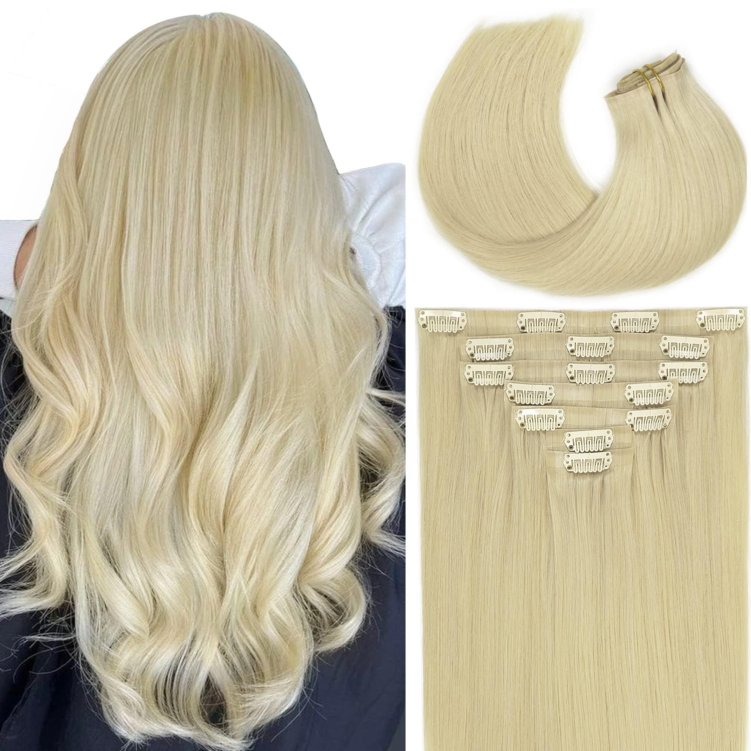 Ultra Seamless Clip in Human Hair Extensions 14in 110g 7pcs