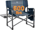 TIMBER RIDGE XXL Directors Chair: 600 Lbs Capacity, Foldable Table/Pocket, Heavy Duty (Blue)