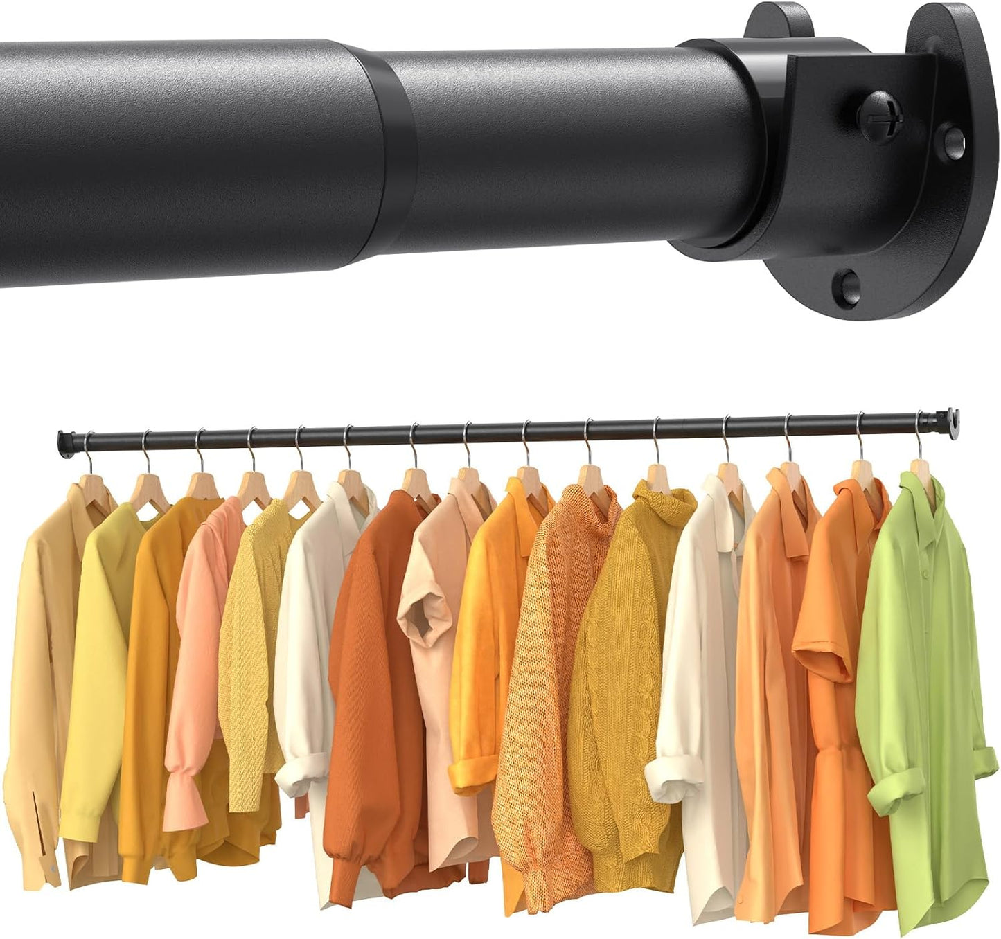 Adjustable Closet Rods for Hanging Clothes - Heavy Duty Metal