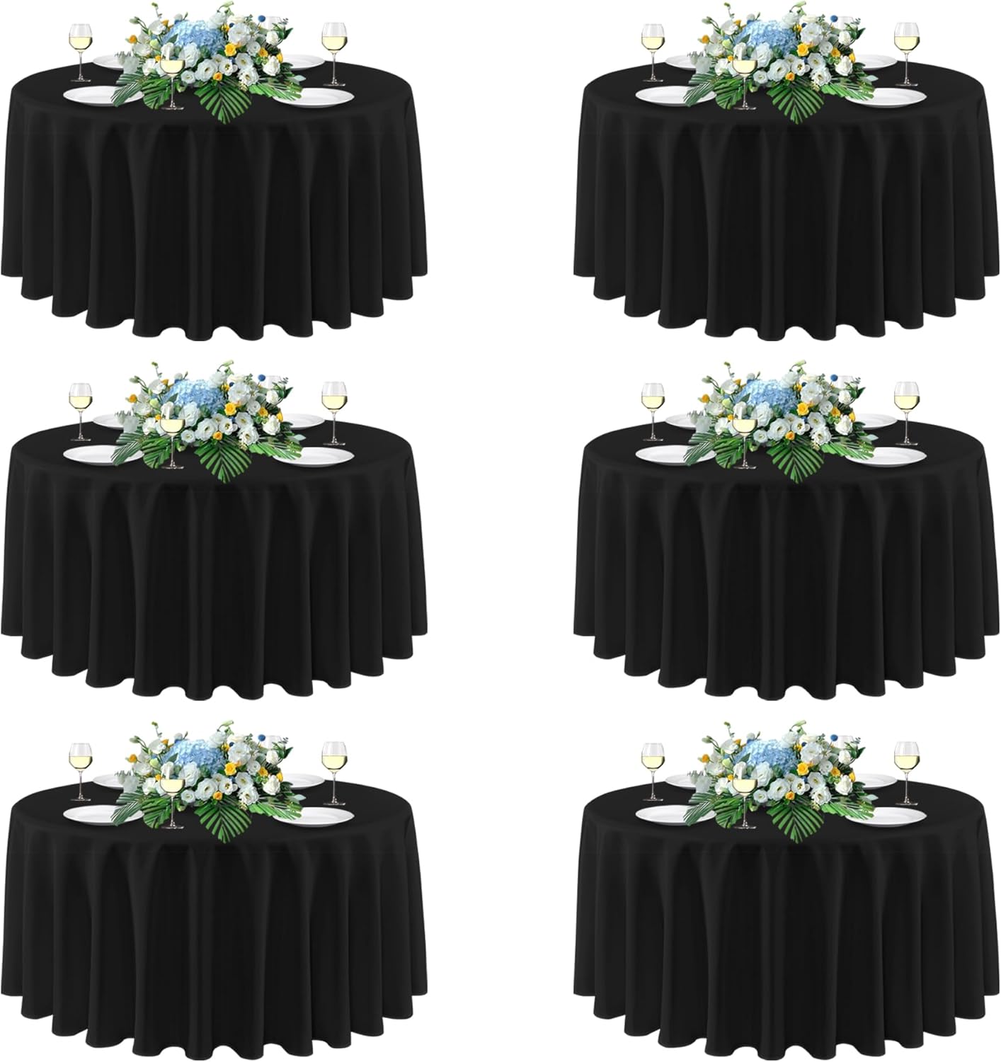 Sancua 108 Inch Round Tablecloths - Elegant Black Table Covers