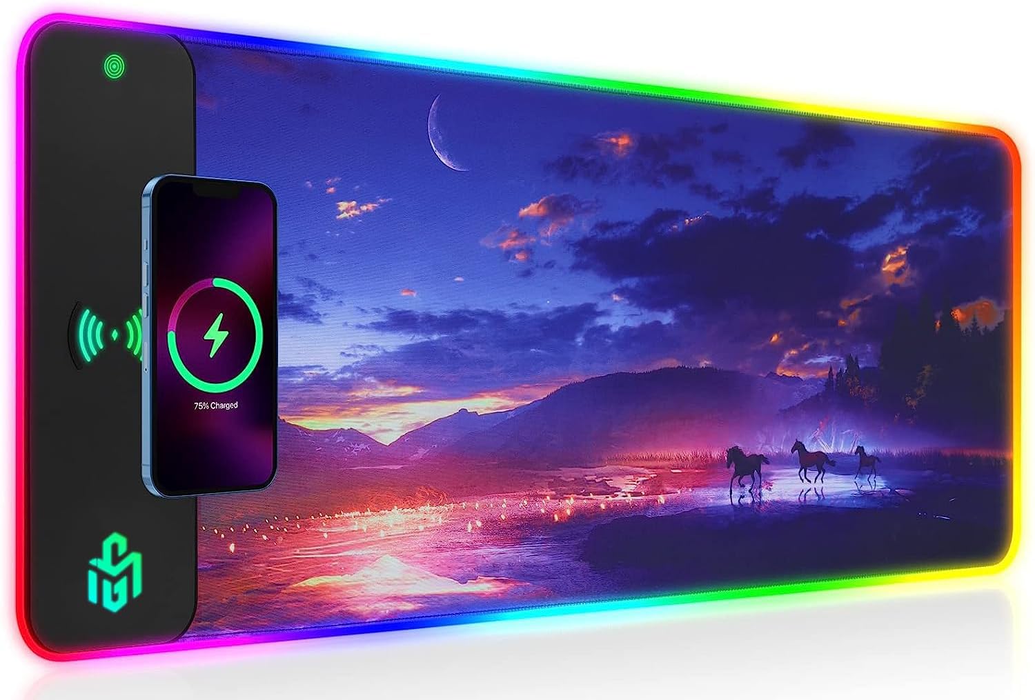 GIM Wireless Charging RGB Gaming Mouse Pad with 10 Light Modes