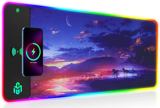 GIM Wireless Charging RGB Gaming Mouse Pad with 10 Light Modes