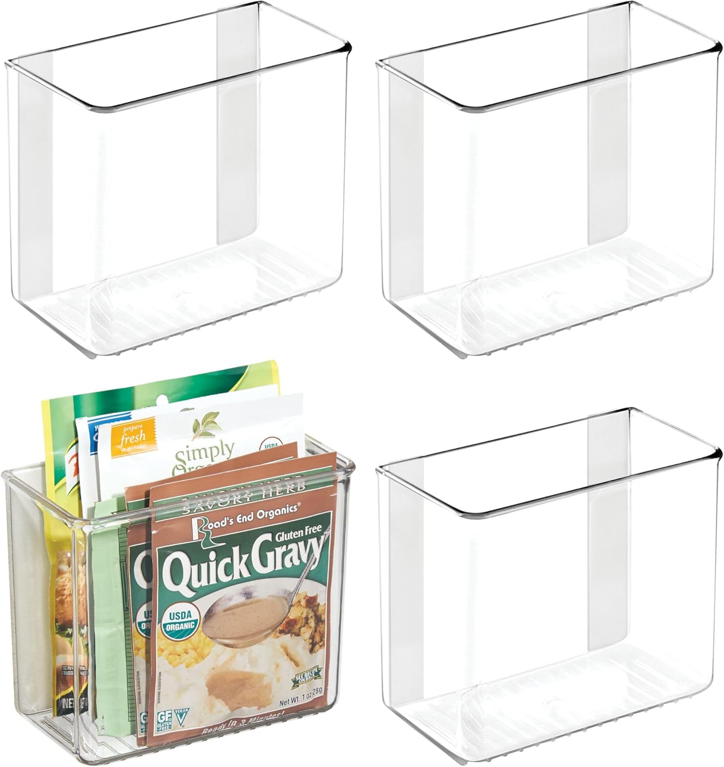 iDesign Adhesive Organizer Bin Set of 4 for Easy Storage Solutions