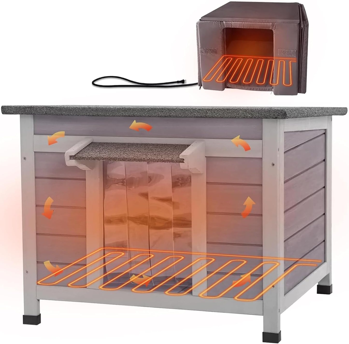 GUTINNEEN Heated Outdoor Cat House with Insulated Liner