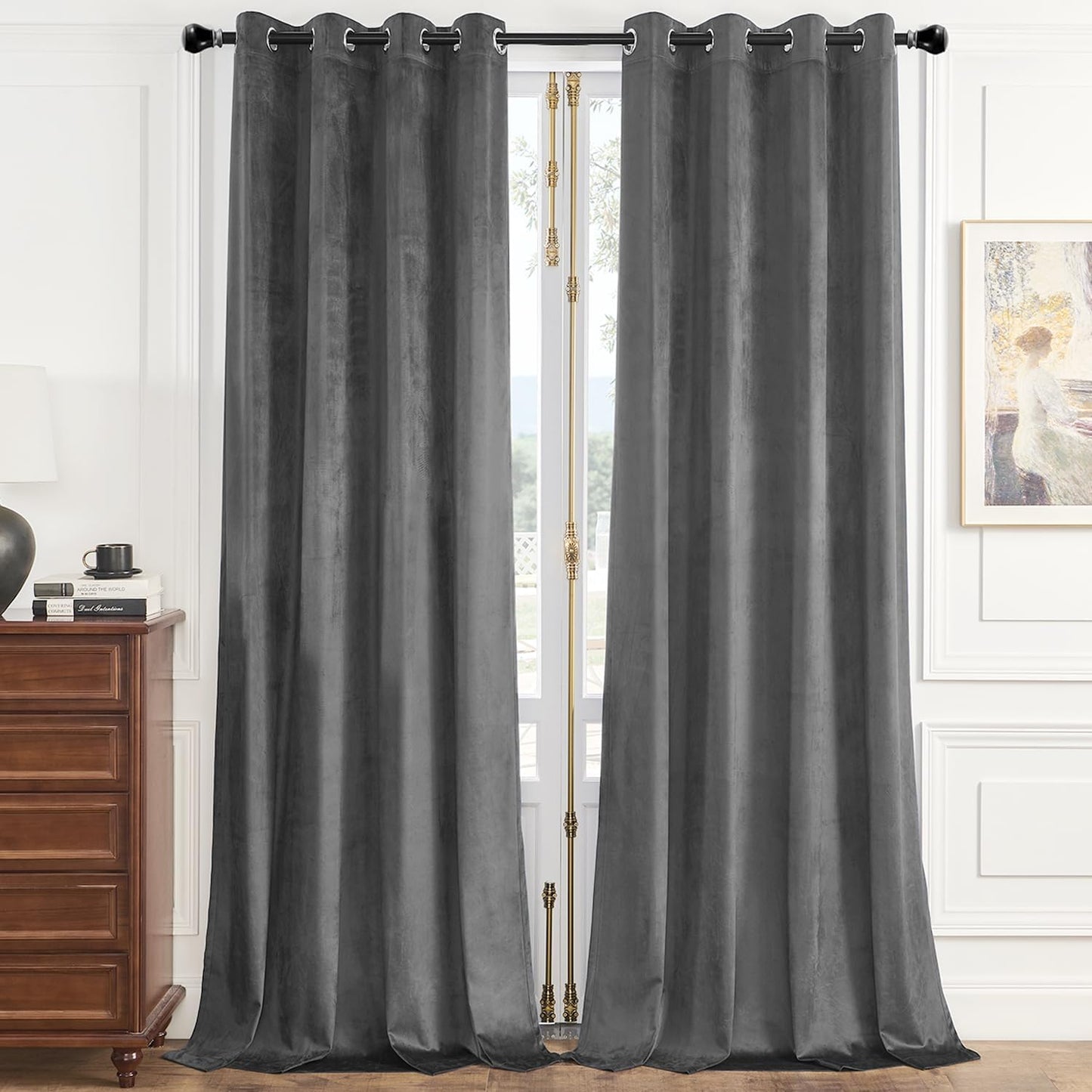 Room Darkening Velvet Curtains: 90 Inch Long