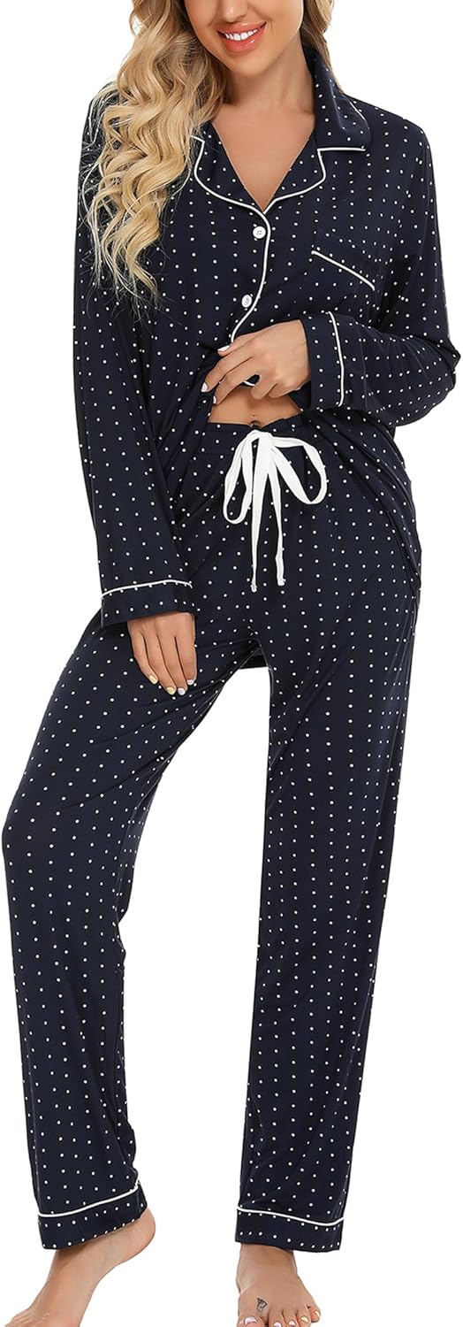 Leikar Button Up Pajama Set for Women - Soft and Comfy PJs