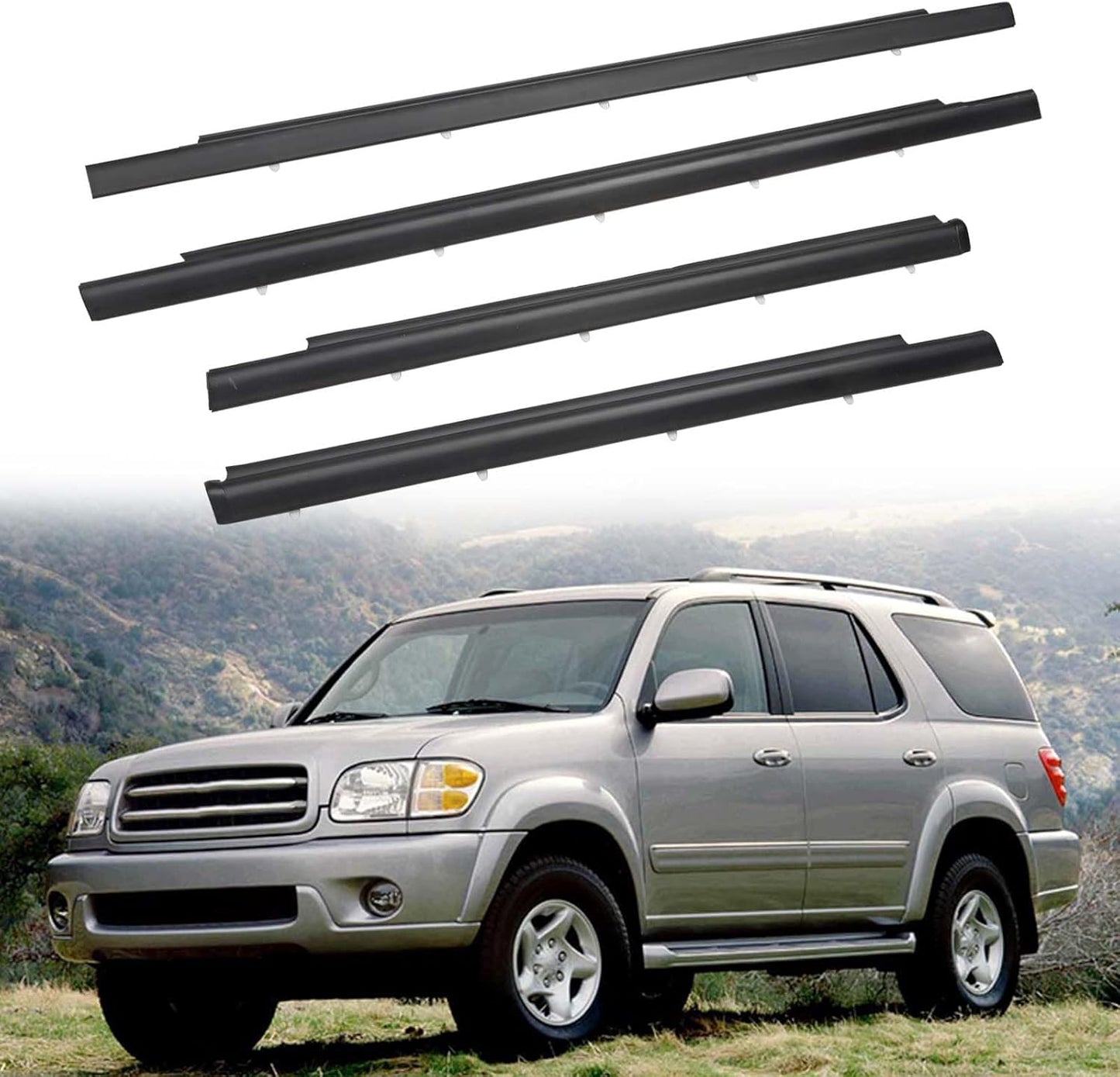 ZONFANT 4 Pcs Car Outer Door Window Moulding Trim Seal Belt