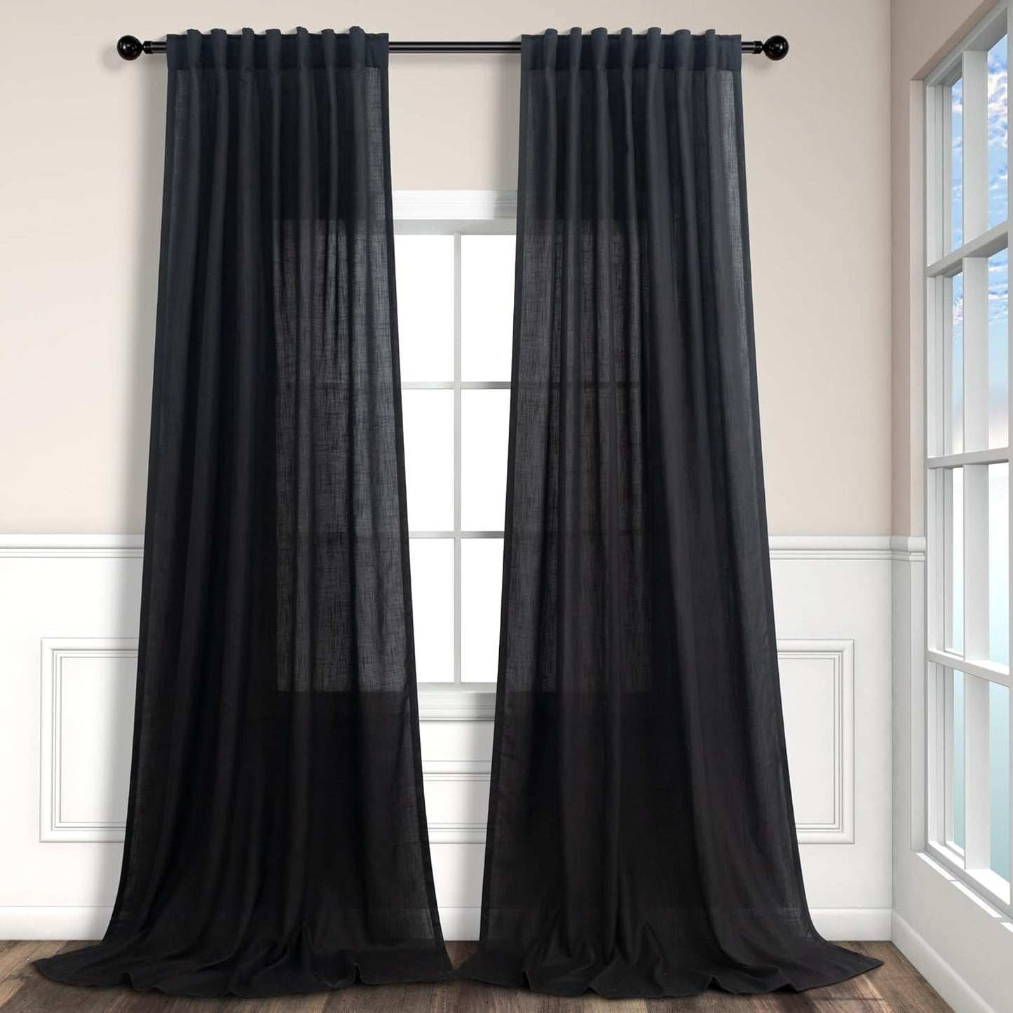 Black Long Drapes 108 Inch Length for Living Room and Bedroom