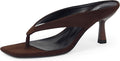 Womens Suede Chocolate Brown Kitten Heels Flip Flops - Dressy