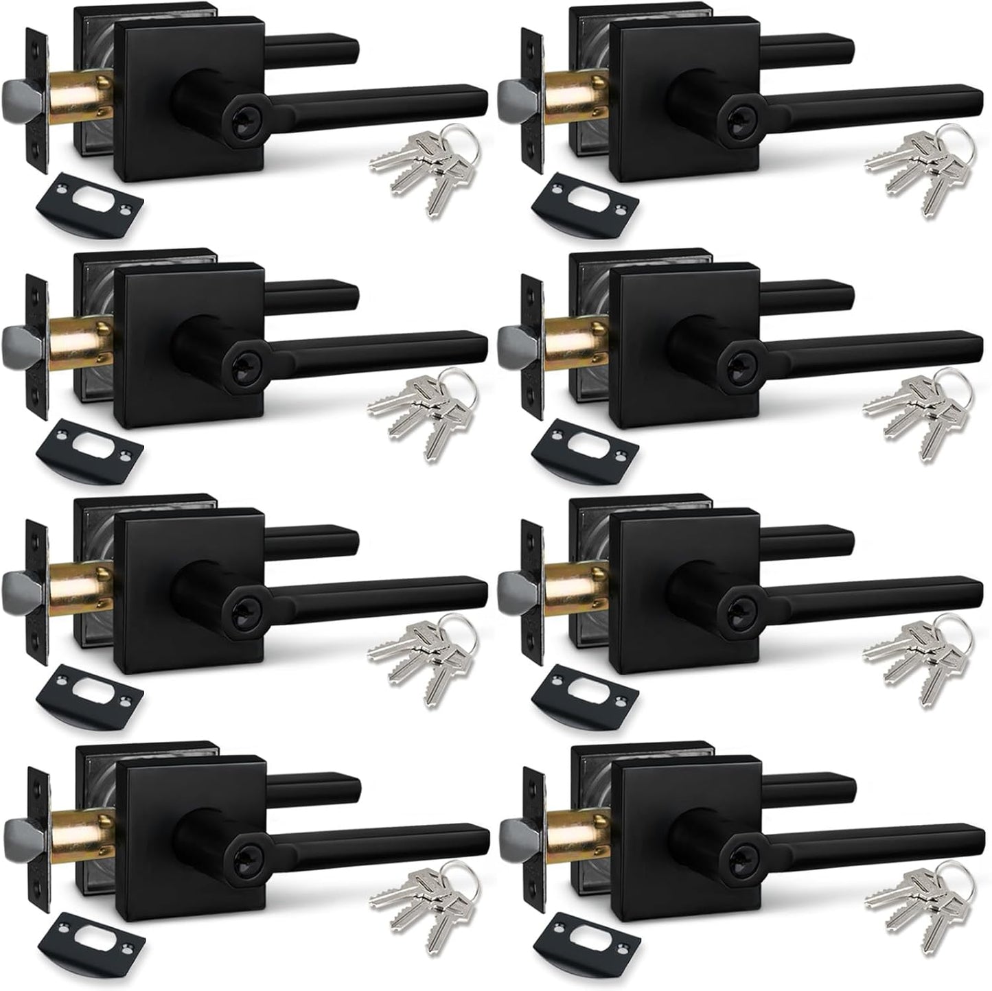 NEWBANG Key Entry Lever Lock Set in Venetian Matt Black Finish