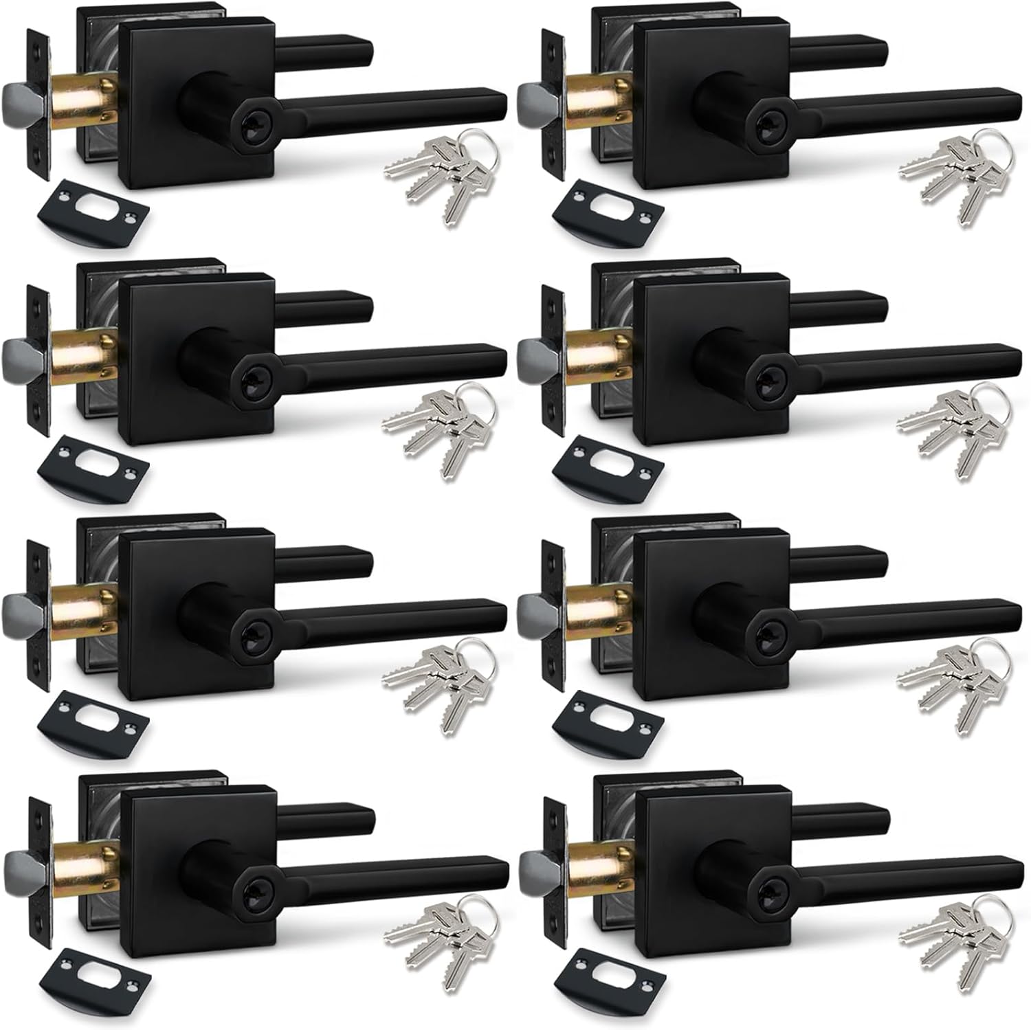 NEWBANG Key Entry Lever Lock Set in Venetian Matt Black Finish