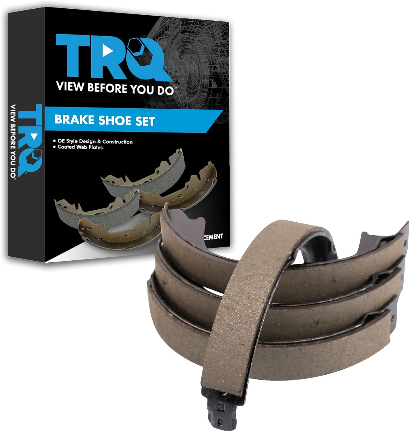 TRQ Rear Parking Brake Shoe Set for 2011-2019 Dodge Durango