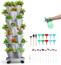 Vertical Planter 7 Tier Stackable Strawberry Planter Gray - Mobile