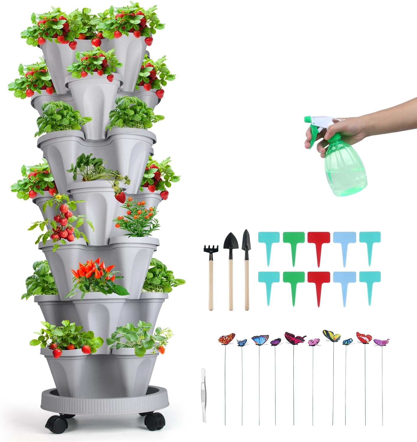 Vertical Planter 7 Tier Stackable Strawberry Planter for Herbs