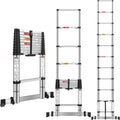 10.5 FT Stainless Steel Telescoping Ladder - One-Button Retraction