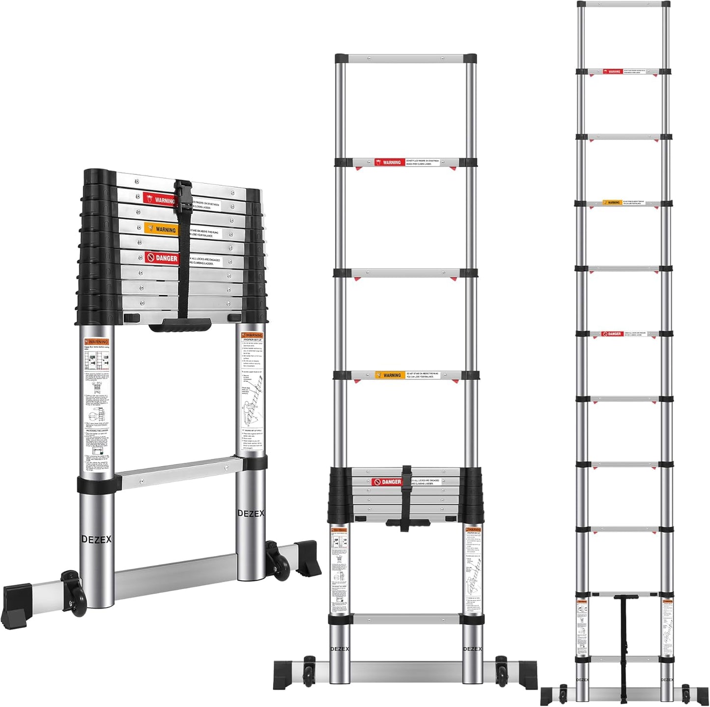 10.5 FT Telescoping Ladder with One-Button Retraction Feature