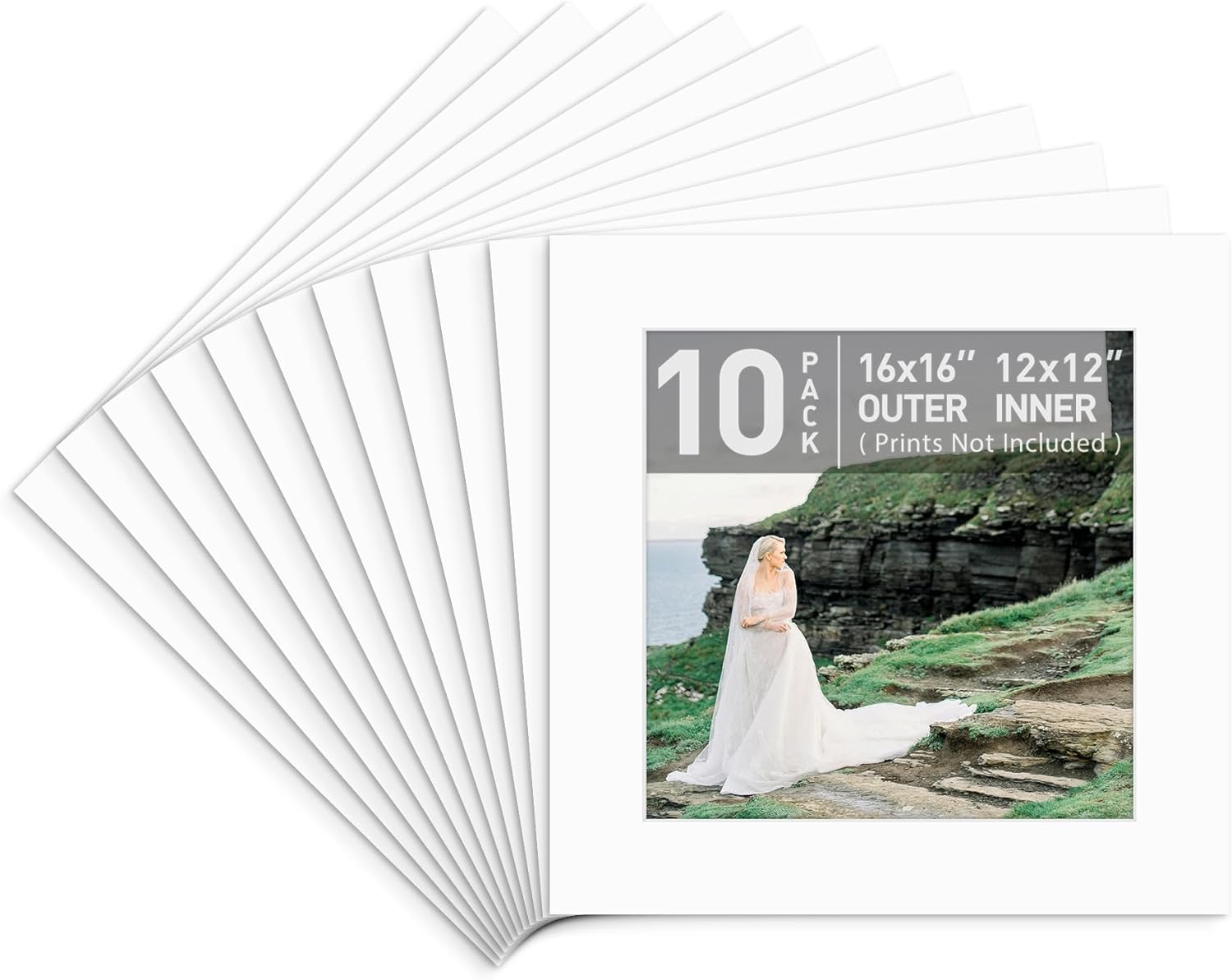 Pack of 10 Acid Free 16x16 Picture Mats for 12x12 Photos
