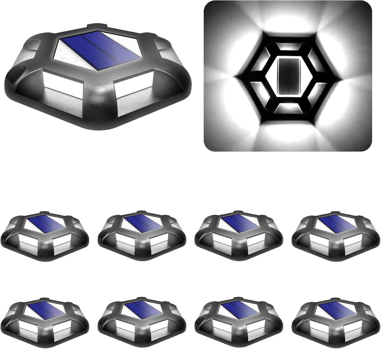Solar Dock Lights for Driveway and Deck - 8 Pack Waterproof