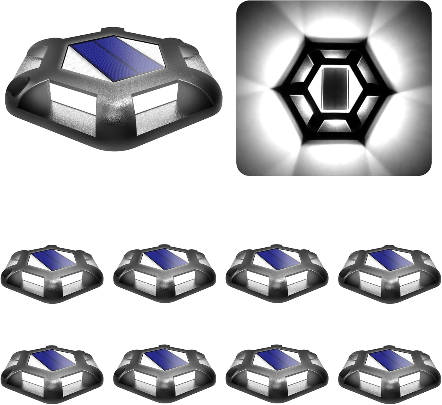 Solar Dock Lights for Driveway and Deck - 8 Pack Waterproof