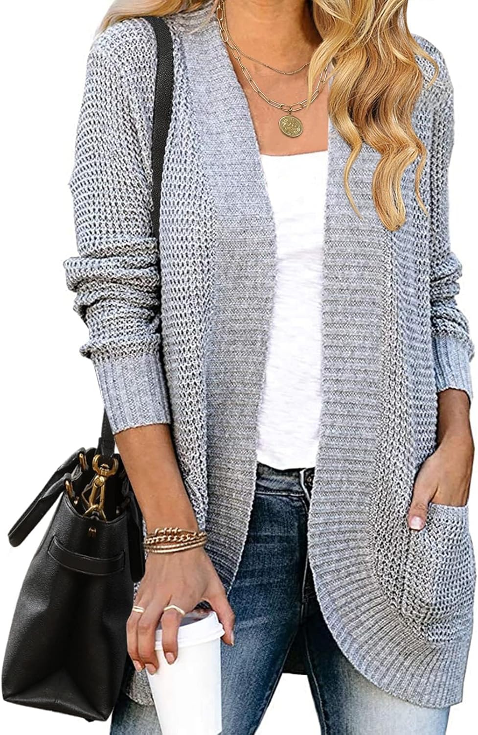 ZESICA Women's Long Sleeve Open Front Cardigan Sweater Outerwear