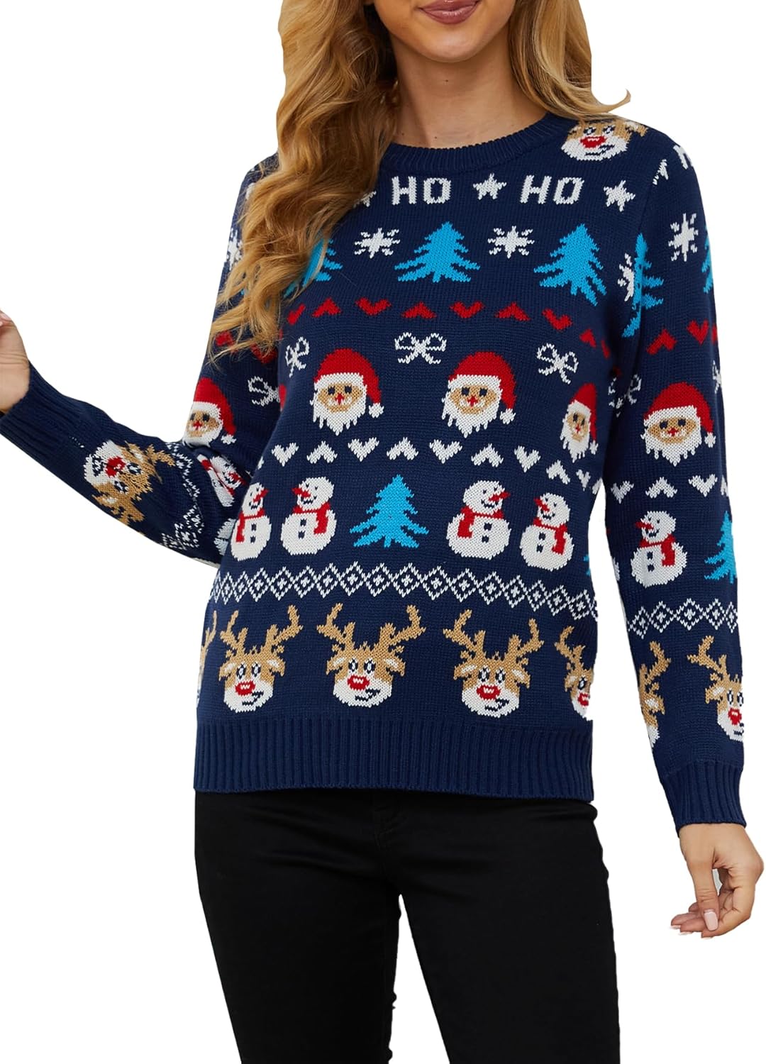 HONG HUI Festive Christmas Sweater - Cozy Crewneck Delight