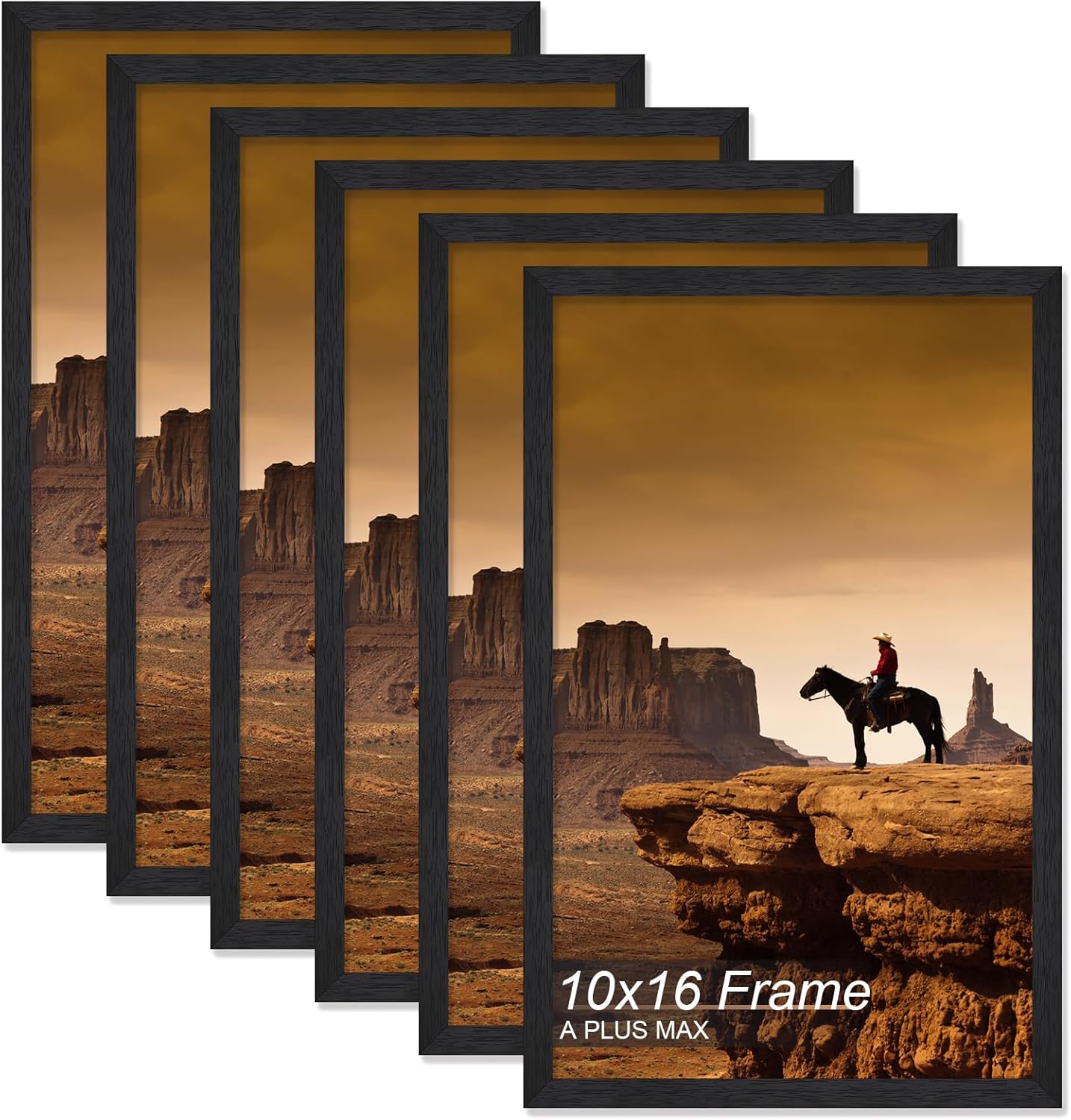 10x16 Picture Frame Set of 6 - Black Engineered Wood Frames