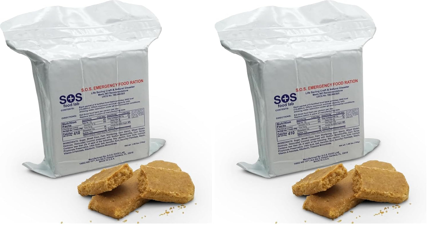 S.O.S. Rations Emergency 3600 Calorie Food Bar Pack of 2
