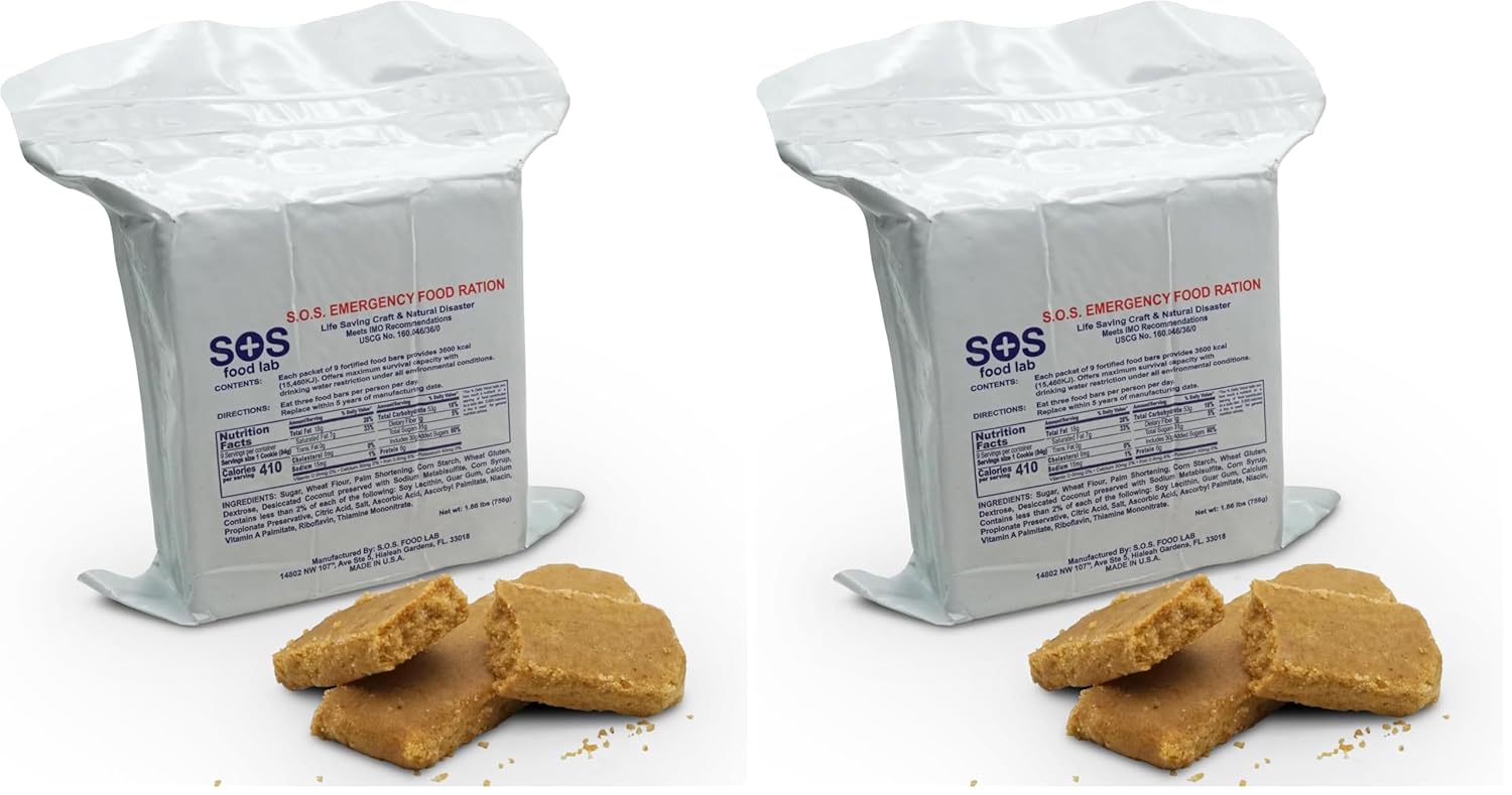 S.O.S. Rations Emergency 3600 Calorie Food Bar Pack of 2