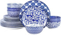 Selamica Ceramic Dinnerware Set for 6 - Vintage Blue, 18 Pieces