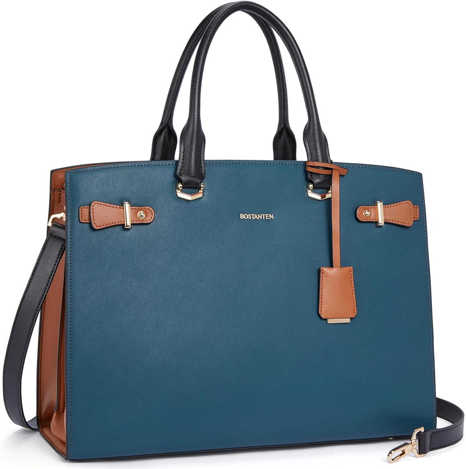 BOSTANTEN 15.6 Inch Genuine Leather Laptop Briefcase for Women