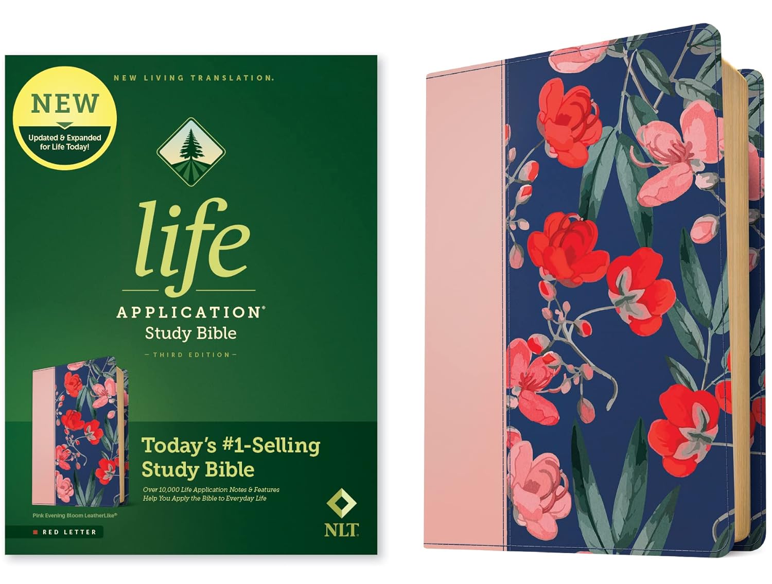 NLT Life Application Study Bible in Pink Evening Bloom Cover