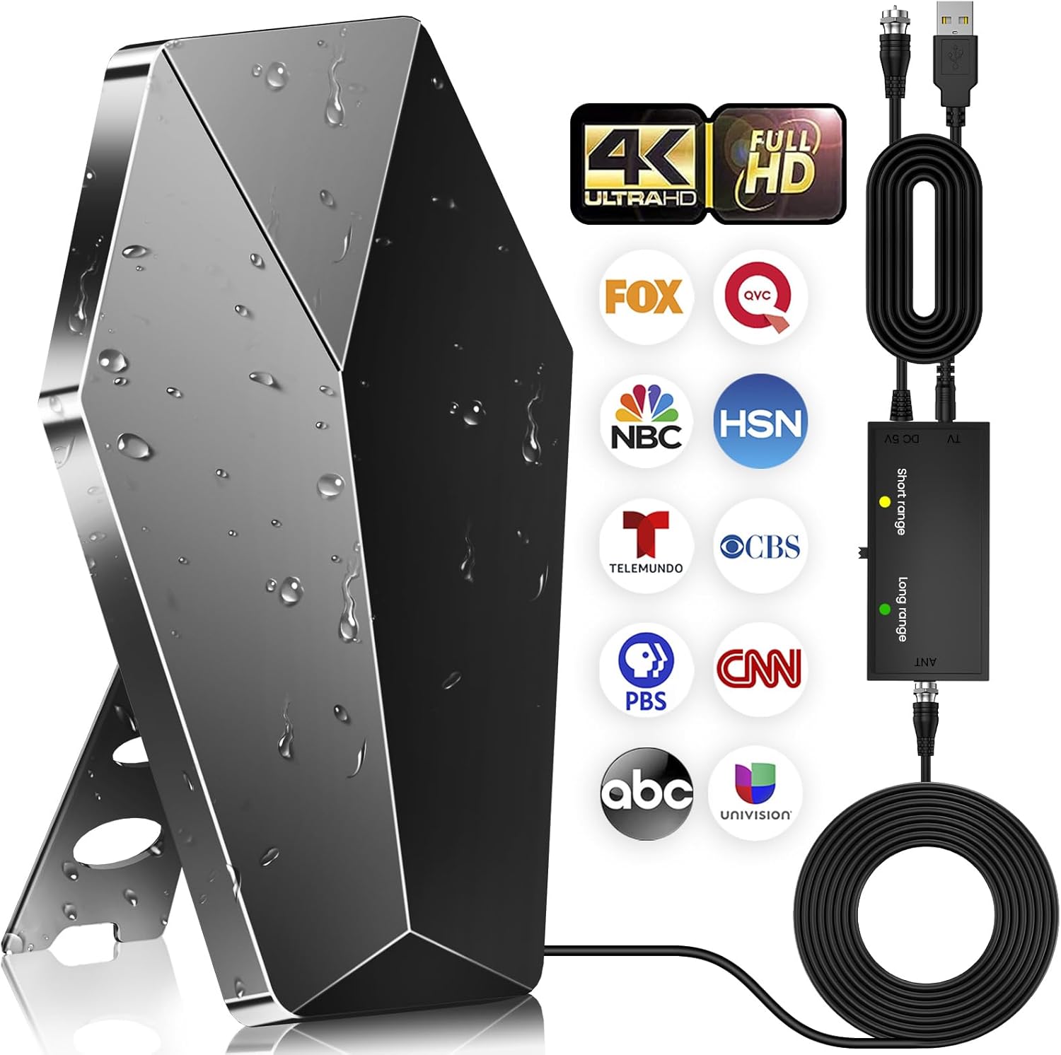 2200+ Range HD TV Antenna - Amplified Signal Booster