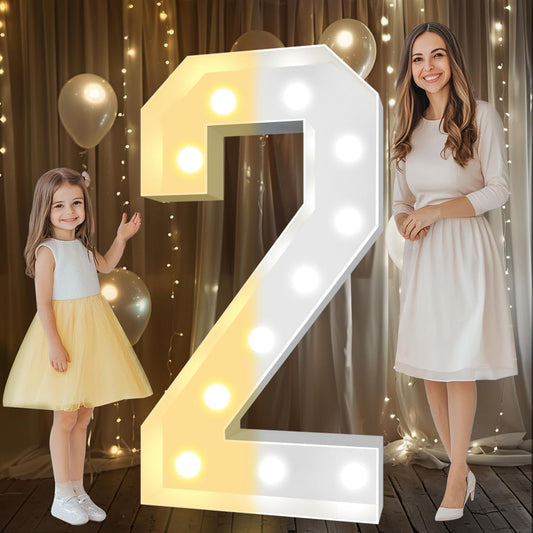 Pooqla 4 FT Light Up Marquee Numbers for Birthday Parties