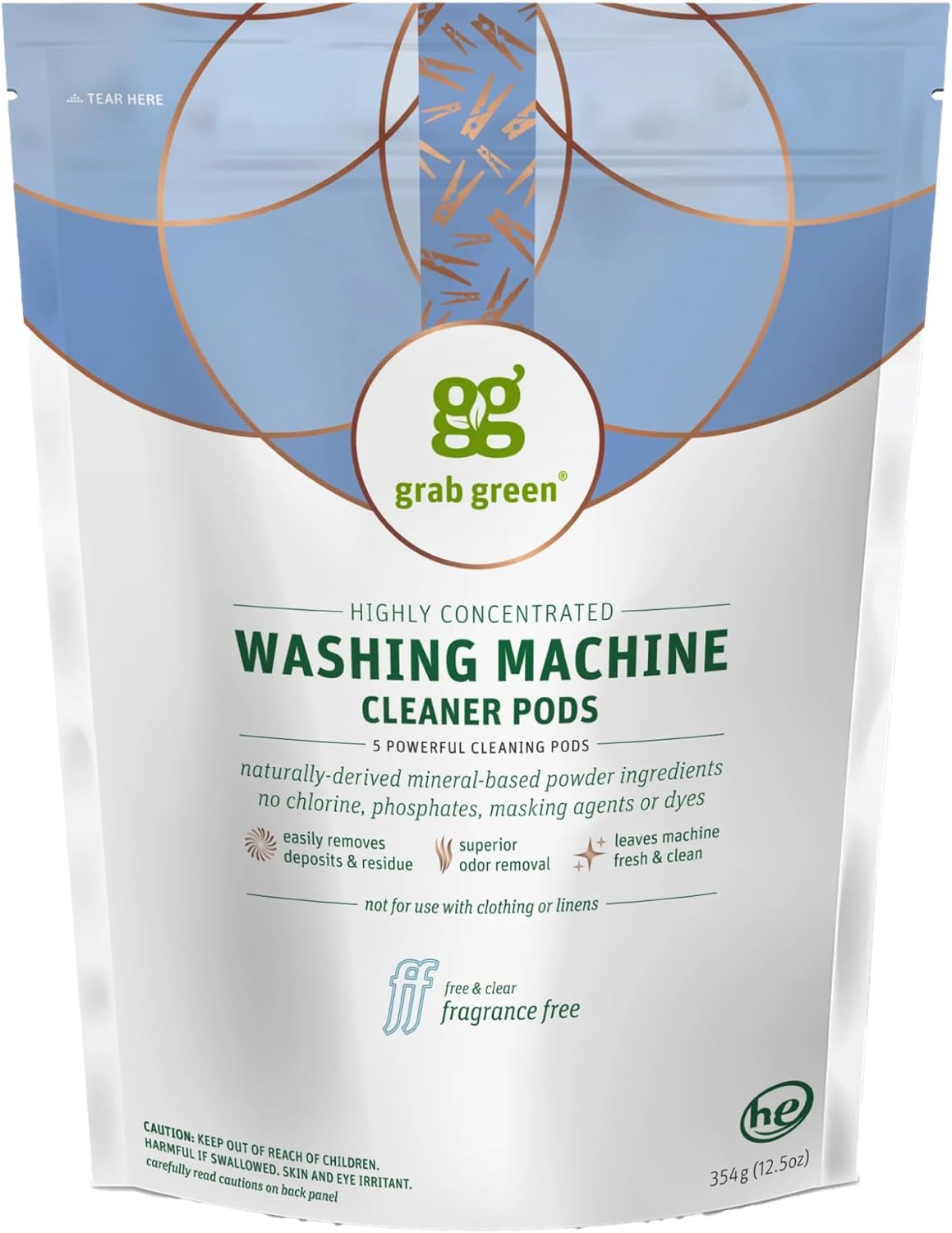 Grab Green 5 Count Washing Machine Cleaner: Removes Deposits & Odors