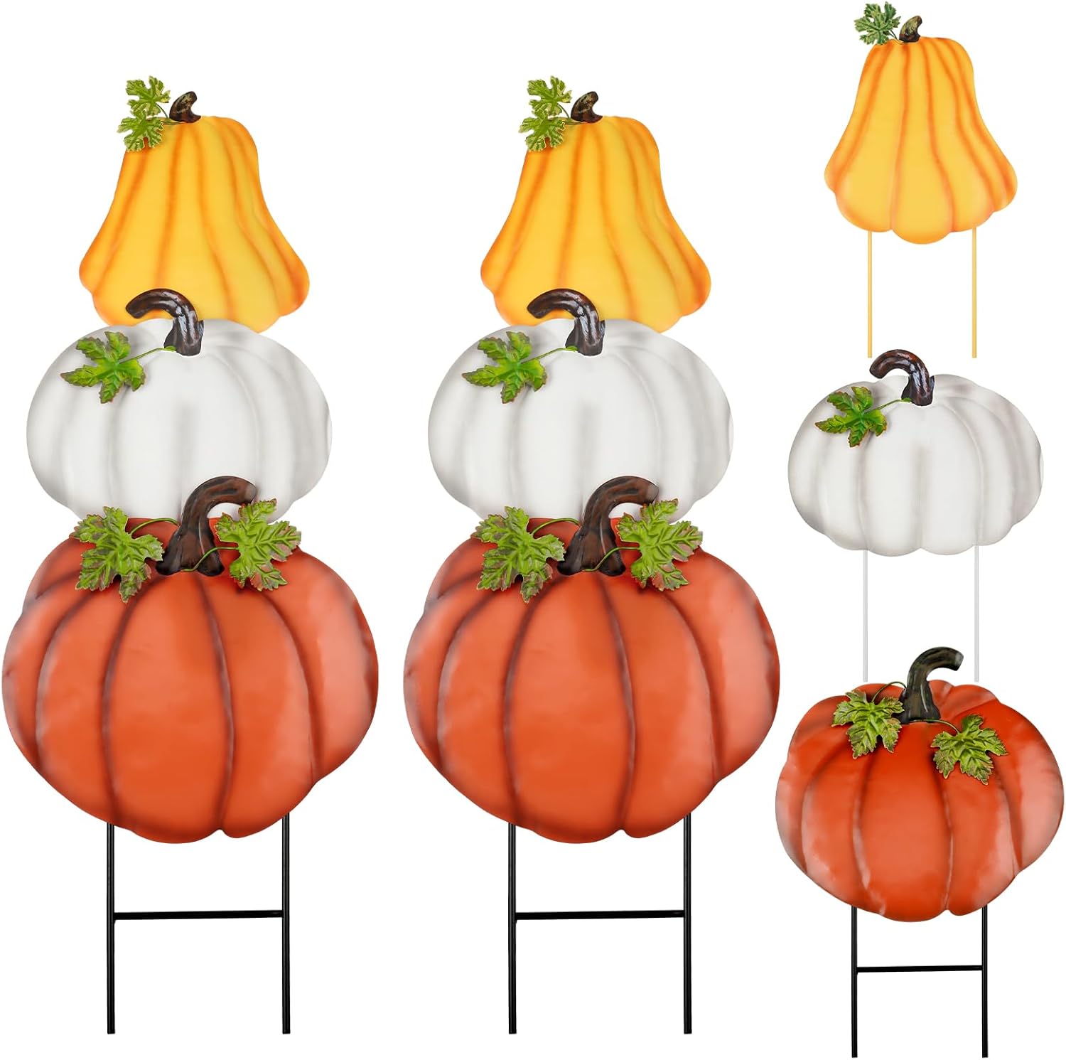 Kigley 2 Set Fall Pumpkin Decorations for Outdoor Garden Stakes