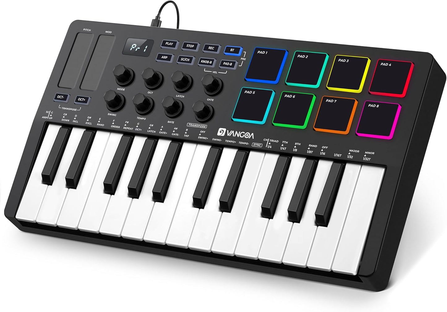 Vangoa Midi Keyboard: Portable Beat Maker with Backlit Pads