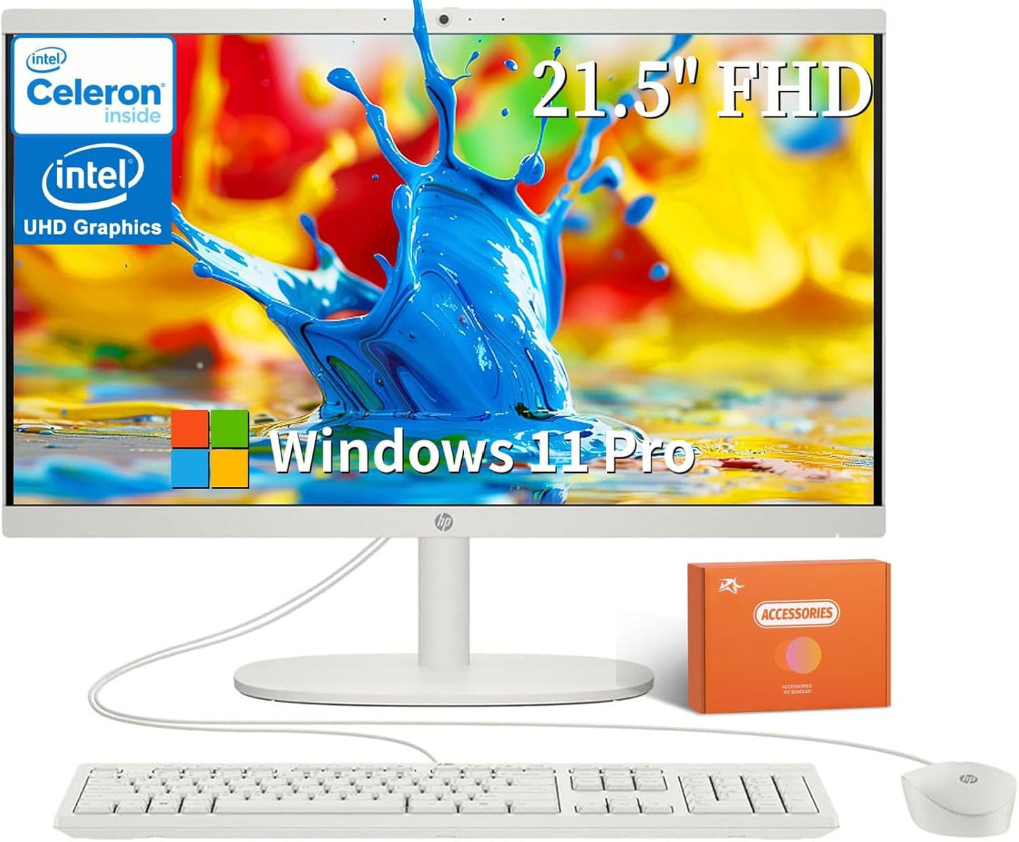 HP 2025 All-in-One Desktop Computer with 21.5in FHD Display