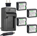 Kastar Battery 4-Pack + Charger Replacement for Panasonic CGA-DU07